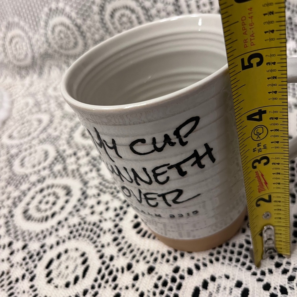 Bible Scripture Stoneware Coffee Mug | Psalm 23:5 My Cup Runneth Over - Picture 3 of 4